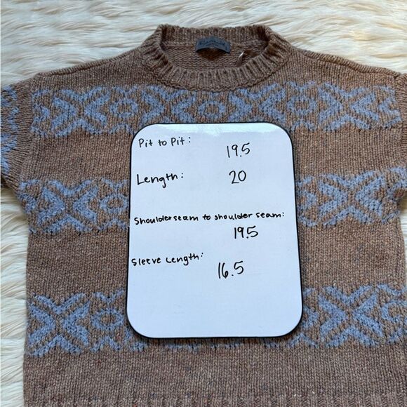 Elsamanda Vintage Italian Wool Blend Fair Isle Sweater in Brown/Blue - Small - Picture 7 of 7